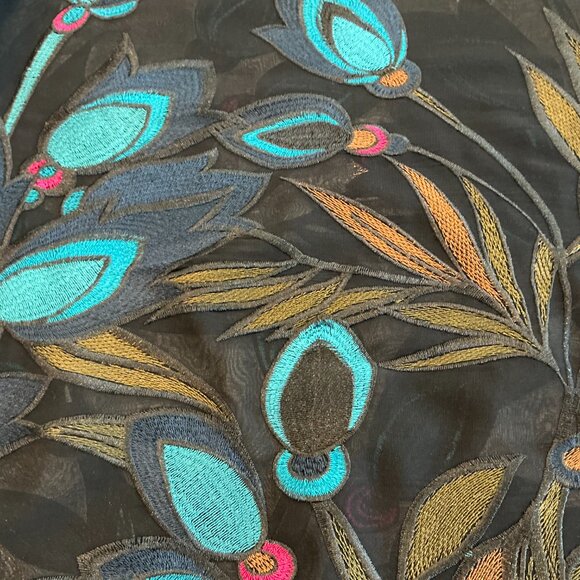 Trina Turk, Soho Top, Embroidered Sheer Georgette , Size XL - Picture 8 of 8